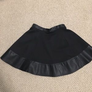 Leather trim skater skirt